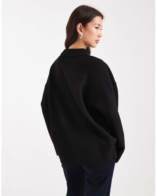 ASOS Black Knitted Compact Polo Shirt