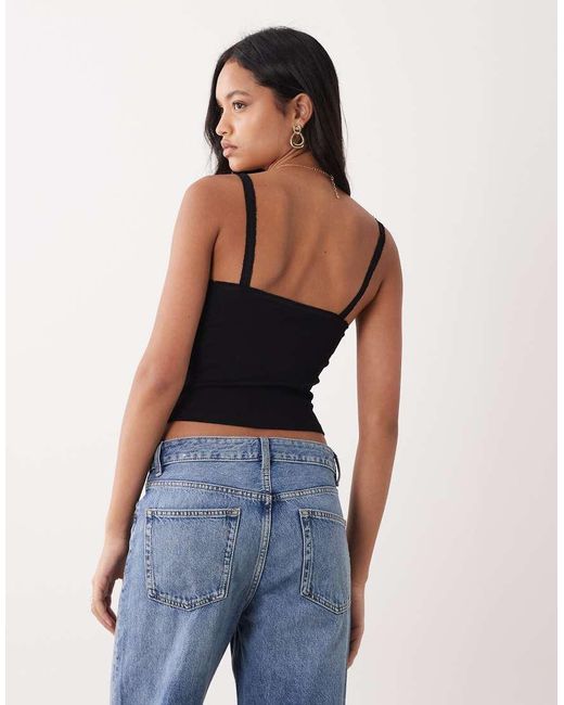 Miss Selfridge Blue Ruffle Trim Cami Top