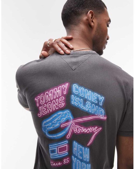 Tommy Hilfiger Blue Neon Graphic Back Print T-Shirt for men