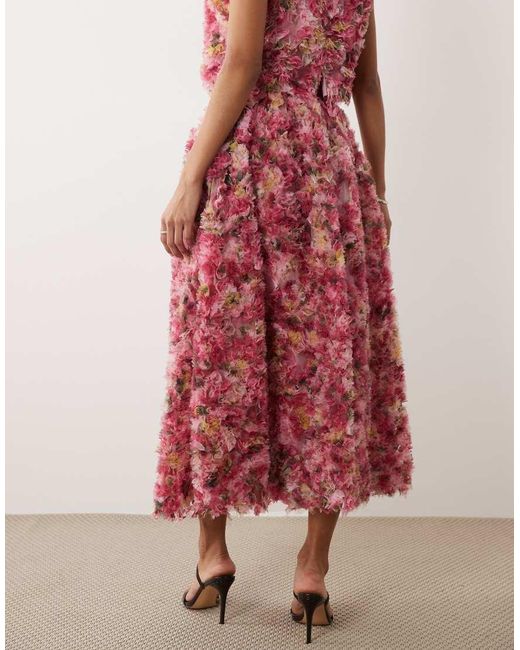 Sister Jane Pink Dream Floral Tulle Midi Skirt