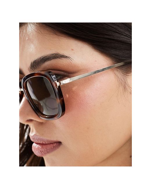Mango Brown Oversized Square Frame Sunglasses
