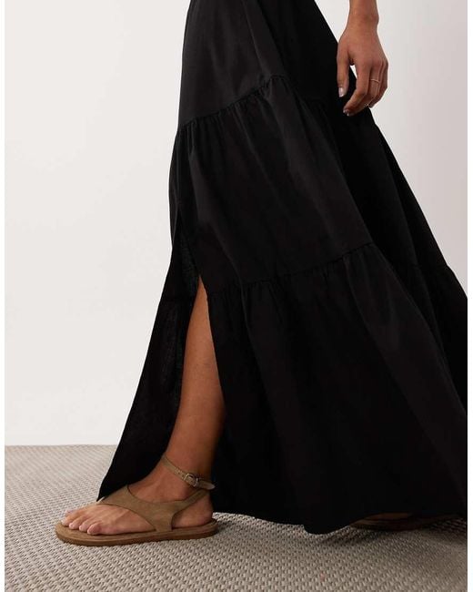 Miss Selfridge Black Poplin Maxi Skirt
