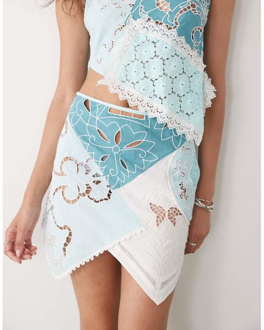 Collusion Blue Iconic Mixed Crochet Halter Skirt
