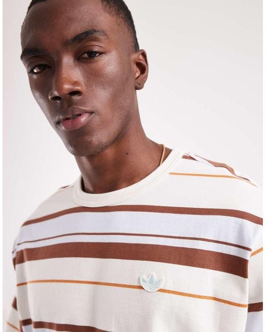 Adidas Originals White Relaxed Striped T-shirt