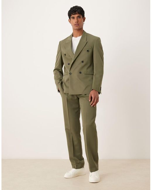 ASOS Green Regular Double Breasted Suit Jacket for men