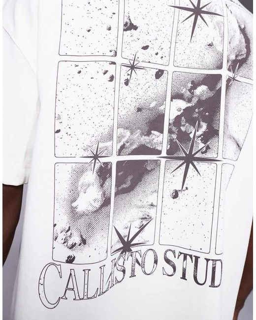 Camiseta Extragrande Con Estampado Trasero De Algodón Grueso Con Acabado De Secado Rápido Icon De 4505 de hombre de color White