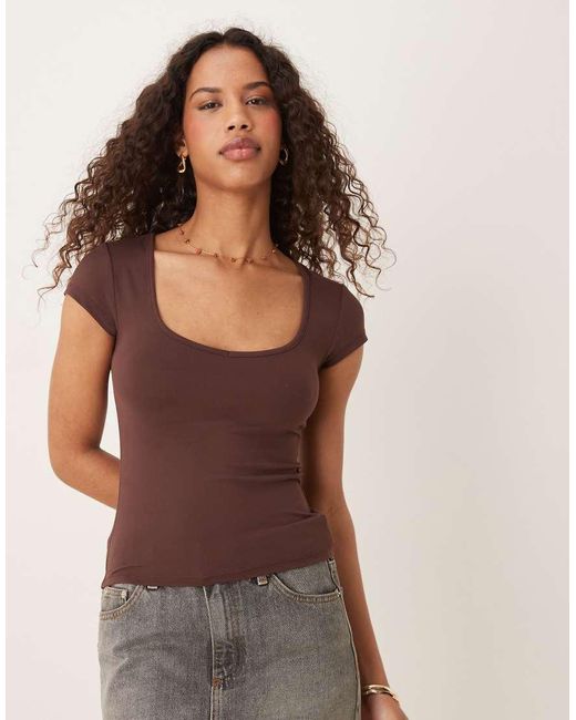 Cotton On Brown Hold Me Short Sleeve Top