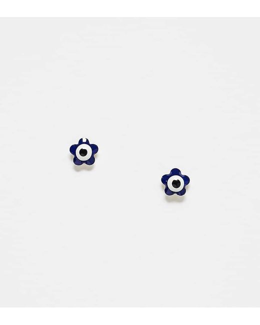 Kingsley Ryan Blue Enamel Flower Stud Earrings