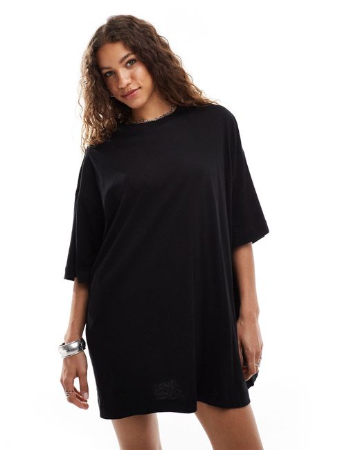 Weekday Black Huge T-shirt Mini Dress