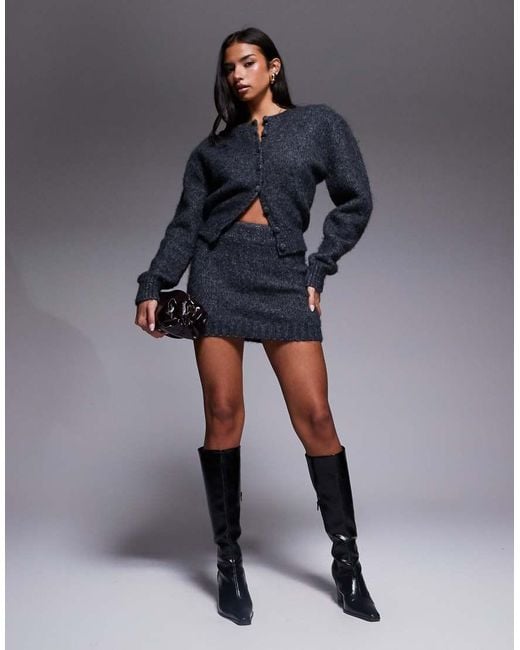 Wanderdoll Blue Misty Contains Wool Sparkly Button Through Cardigan Co-ord