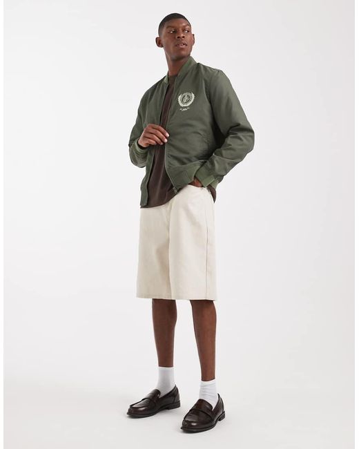 ASOS Green Lightweight Bomber Jacket With Prints for men