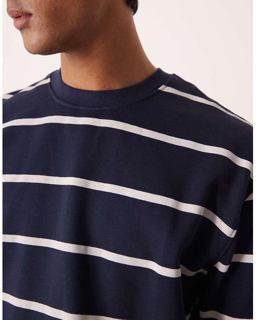 ASOS Blue Essential Striped Sweatshirt for men