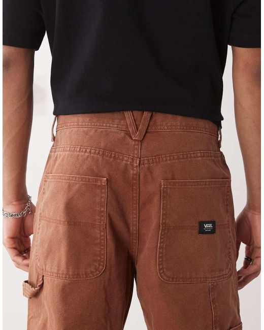 Pantalones Marrón Medio De Corte Suelto Y Estilo Carpintero Con Lavado Vintage Drill Chore De Vans de hombre de color Brown