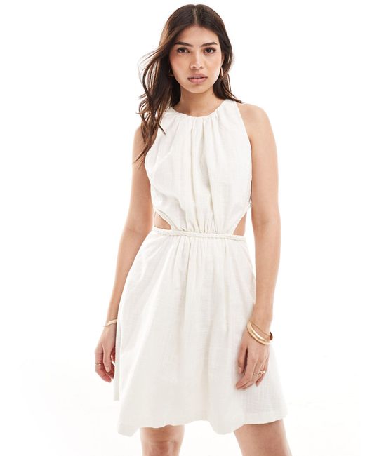 Pretty Lavish White Cut-out Cotton Mini Dress