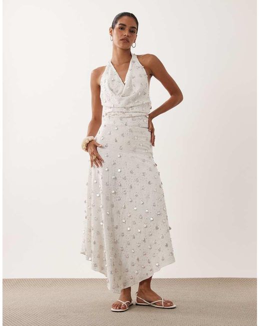 ASOS White Embellished Detail Halter Co-ord Top