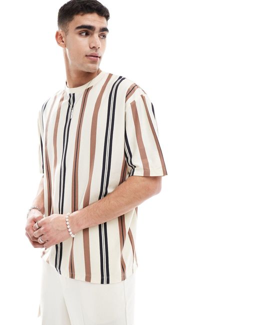 ASOS – oversize-t-shirt mit längsstreifen in White für Herren