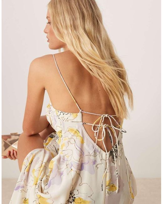 ASOS Natural Gathered Bust Strappy Cross Back Midi Dress