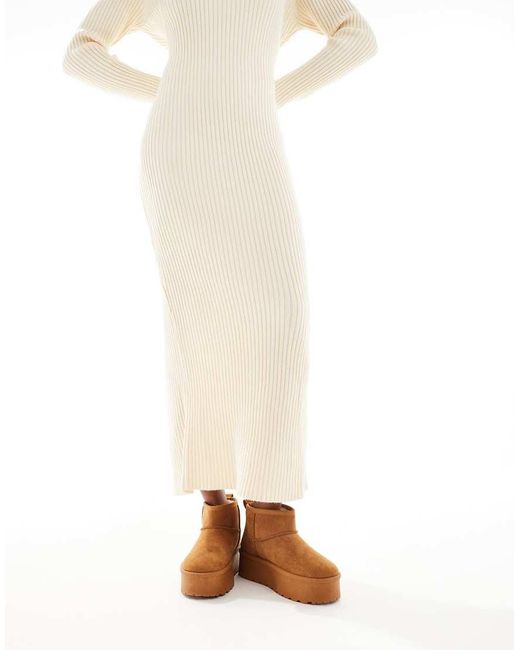 SEQWL Brown Mini Flatform Boots