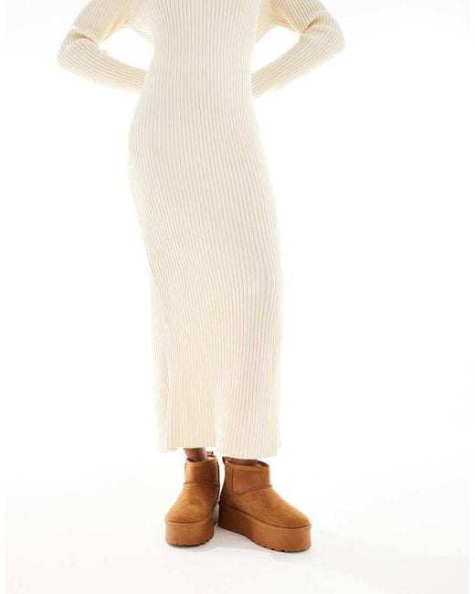 SEQWL Brown Mini Flatform Boots