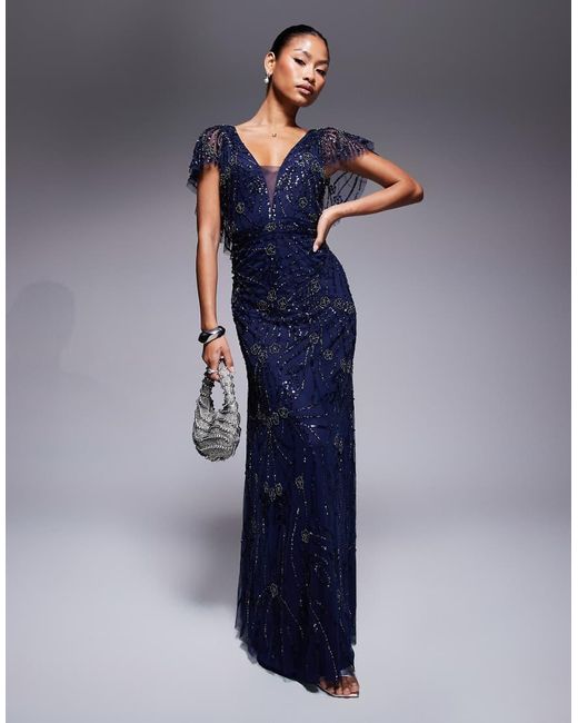 Beauut Blue Cassie V-neck Maxi Dress