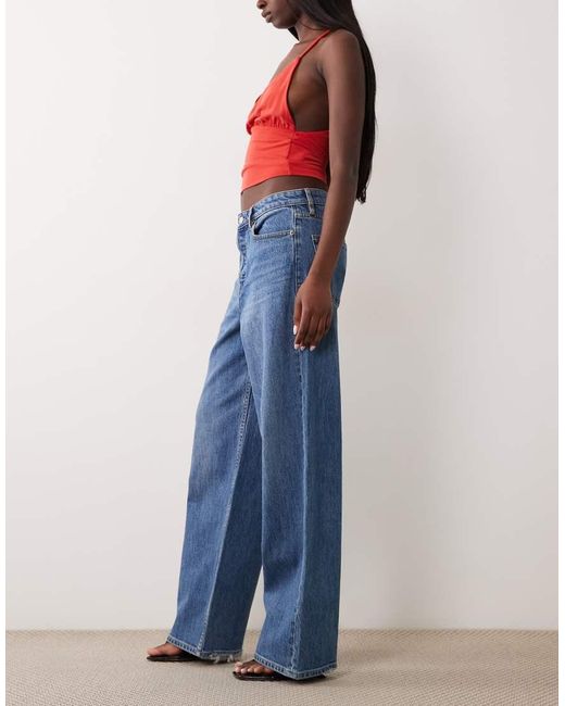 GOOD AMERICAN Blue Vintage High Waist Wide Leg Jeans