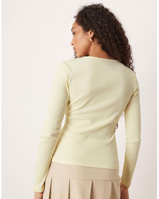 ASOS Natural Compact Mini Rib Button Through Top