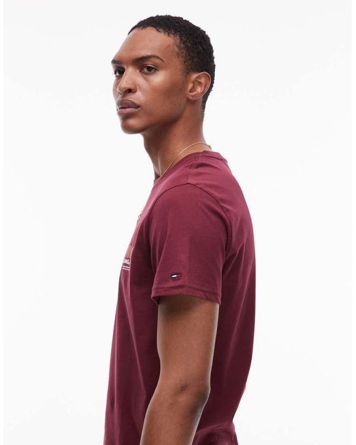 Tommy Hilfiger Red Bubble Chest Logo Slim T-shirt for men