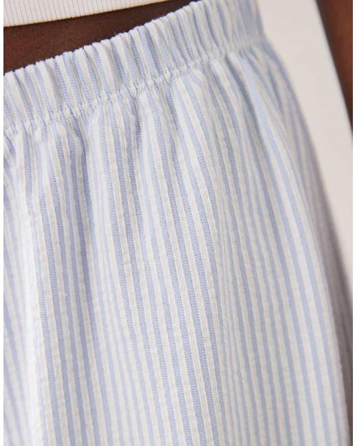 ASOS White Seersucker Wide Leg Drawstring Pants