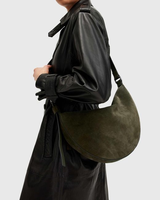 VOLTAIRE HALF-MOON SHOULDER BAG 24 IN BLACK CALFSKIN GOLD METALLIC