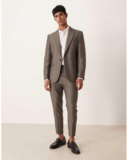 ASOS Gray Slim Wool Look Twill Stripe Suit Jacket for men