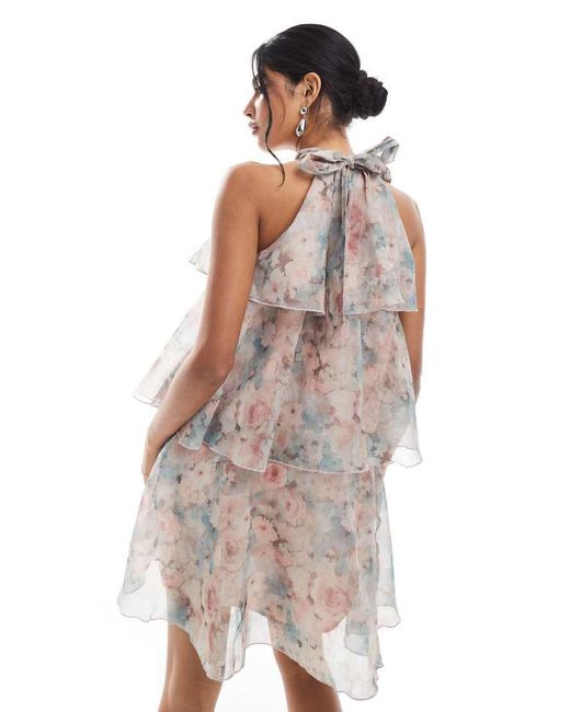 Vero Moda Multicolor Halter Neck Tiered Ruffle Mini Dress
