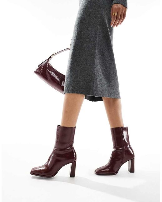 Pull&Bear Black Square Toe Heeled Boot