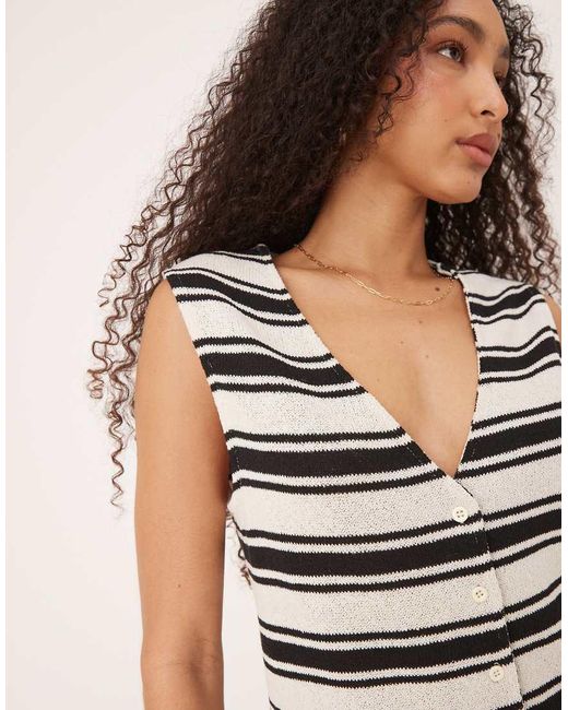 Chaleco A Rayas Monocromáticas Extragrande De Punto De (Parte De Un Conjunto) ASOS de color Gray