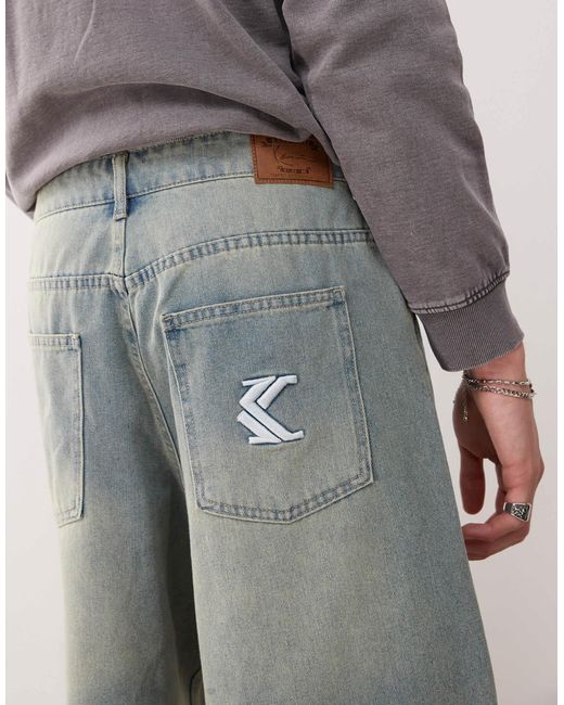 Karlkani – og – weite denim-jorts in Gray für Herren