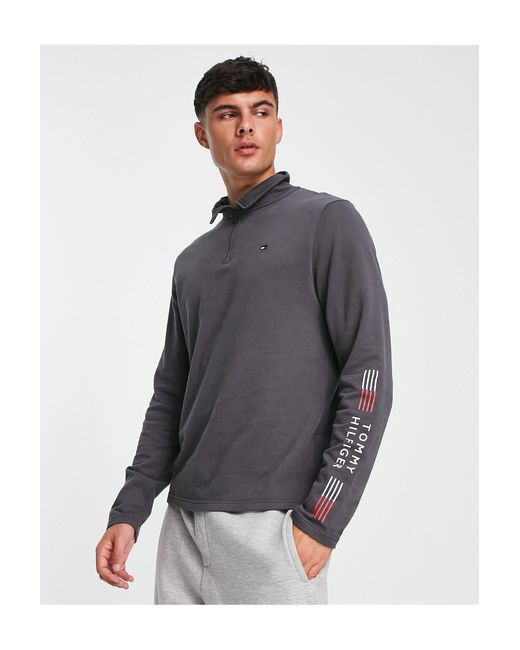 Tommy Hilfiger Half Zip Lounge Sweat in Grey for Men | Lyst Canada