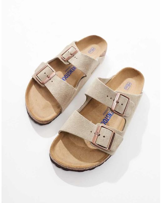 Birkenstock Metallic Arizona Suede Flat Sandals