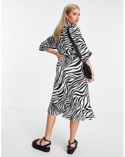 TOPSHOP Tall Zebra Print Shirt Dress in Black | Lyst Australia