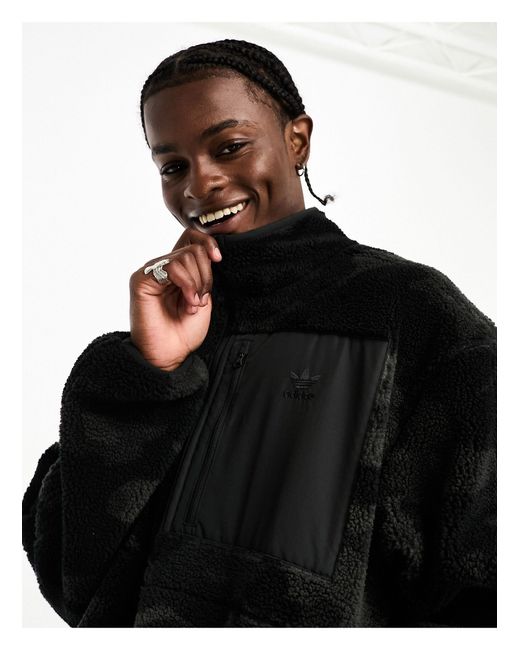 Adidas Originals – wendbare fleecejacke in Black für Herren