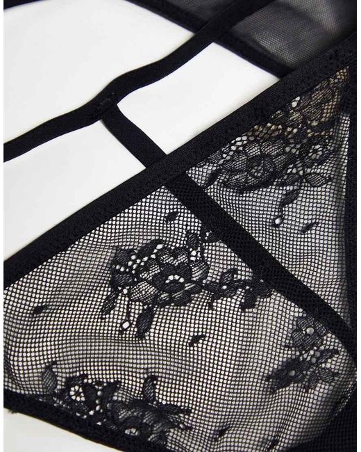 DORINA Black 3 Pack Lace & Mesh G String Thongs