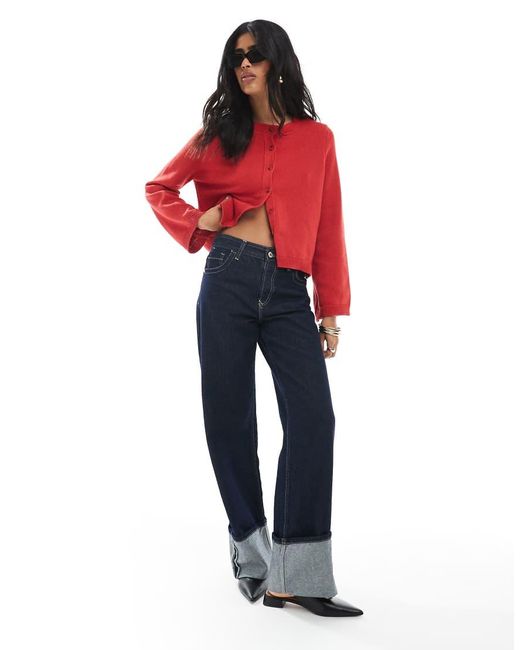 ASOS Red Knitted Cardigan With Fla Sleeve