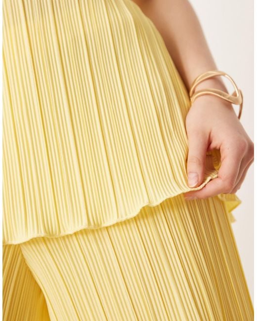 Y.A.S Natural Plisse Bandeau Co-ord With Rolled Hem Detail