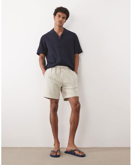 Threadbare Blue Pull On Stripe Shorts for men