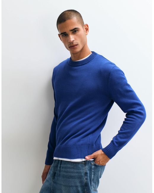 Mango Blue Light Knitted Jumper for men