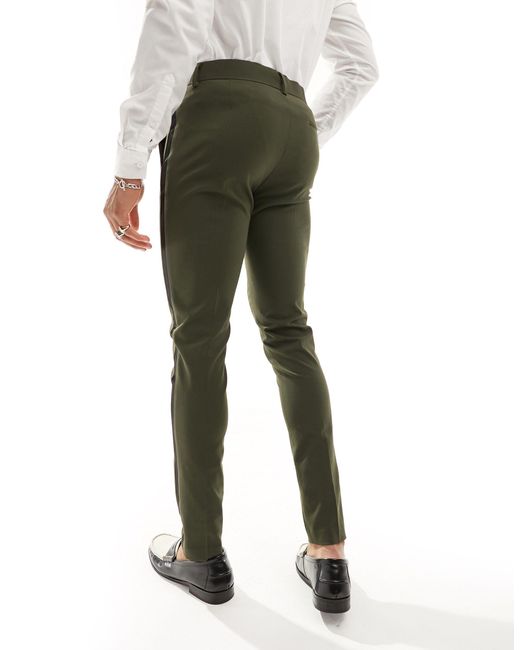 ASOS Green Skinny Tuxedo Suit Trousers for men