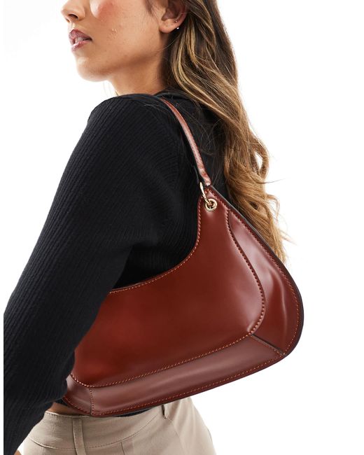 ASOS Red Shoulder Bag With Panel Detail And Ring Hardware