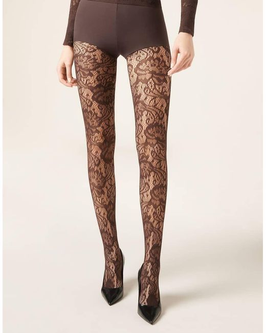 Calzedonia Natural Floral Fishnet Tights