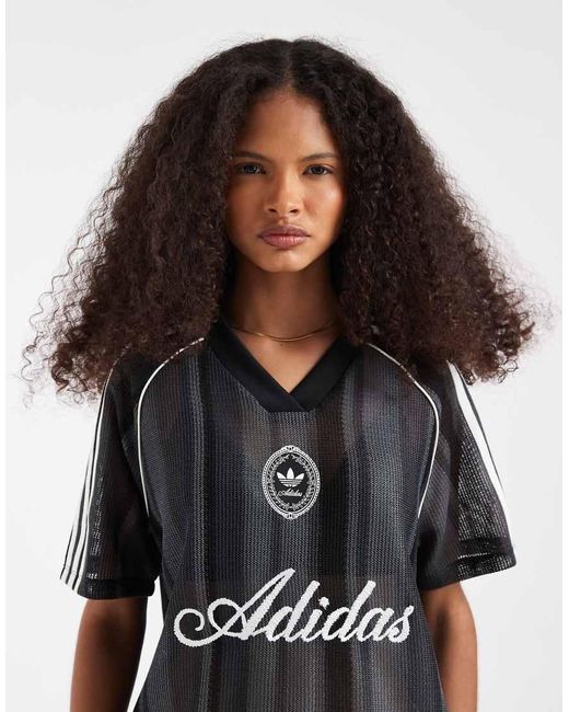 Adidas Originals Black Crochet Football Top