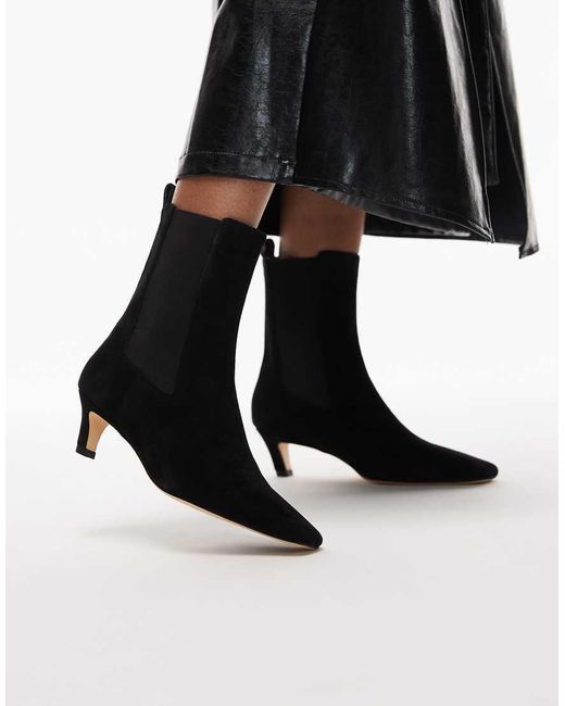 Tony Bianco Black Eloise Curved Kitten Heel Ankle Boots