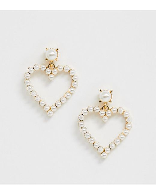 True Decadence Metallic Pearl Heart Drop Earrings