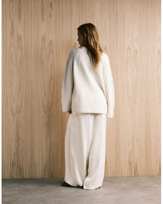 ASOS Natural Oversized Jumper With Cable Detail